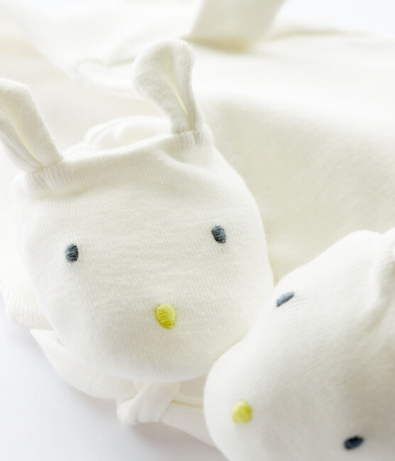 Lot bonnet et chaussons lapin bébé en tubique en coton biologique variante 1