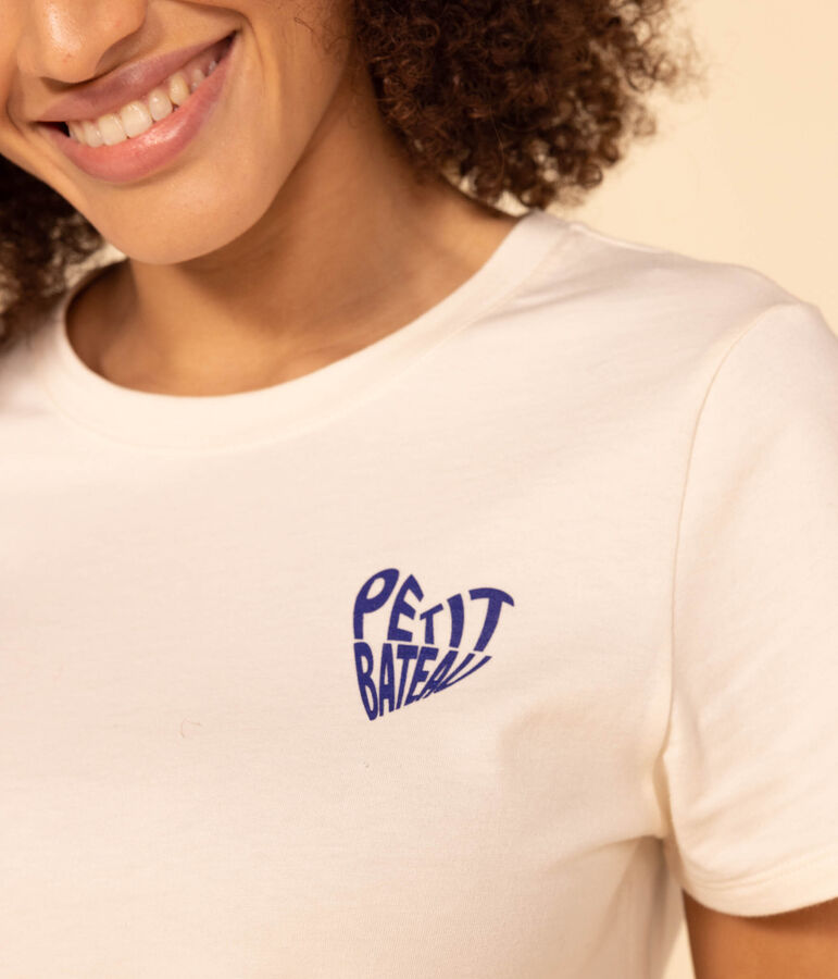 TEE-SHIRT LE DROIT COL ROND EN COTON FEMME &eacute;cru AVALANCHE