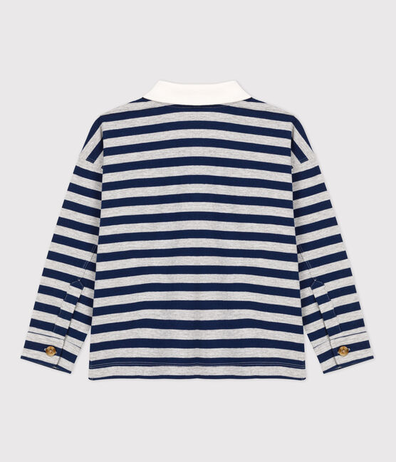 Polo rayé manches longues en coton enfant garçon bleu MEDIEVAL/ FUMEE