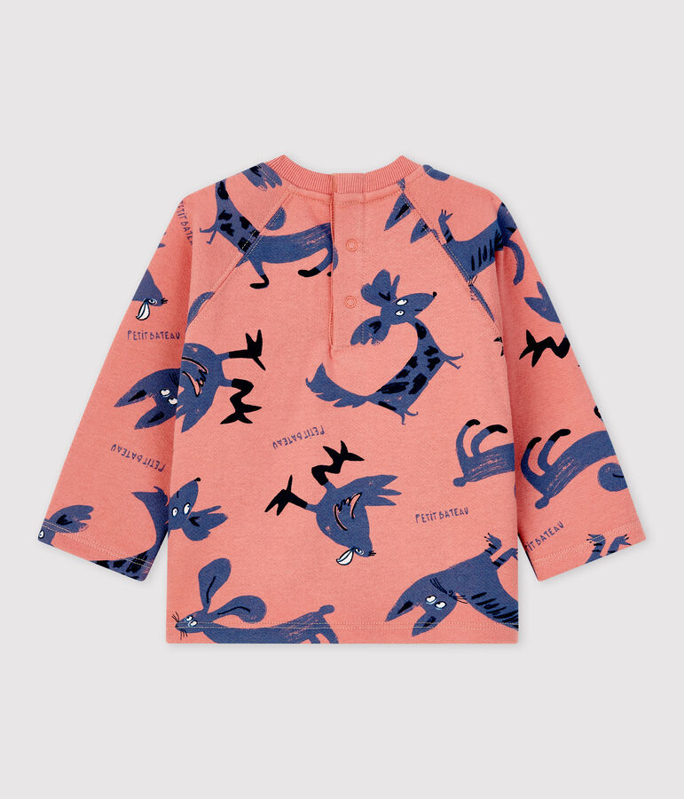 Sweatshirt imprim&eacute; animaux en molleton b&eacute;b&eacute; rose PAPAYE/ MULTICO