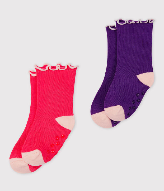 Lot de 2 paires de chaussettes b&eacute;b&eacute; fille multicouleur