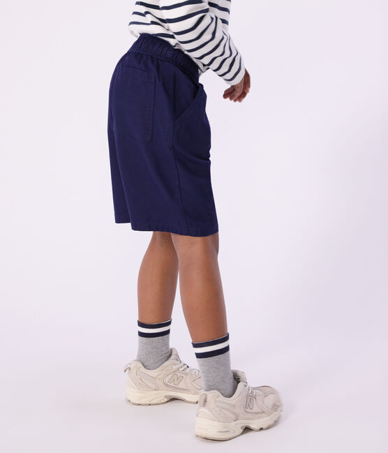 Bermuda short enfant en coton uni bleu SOIR