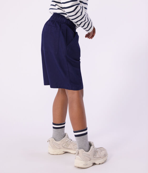 Bermuda short enfant en coton uni bleu marine
