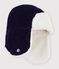 Chapka enfant en velours doubl&eacute; sherpa bleu marine