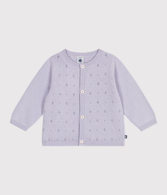 Cardigan bébé en tricot de coton uni violet PARME