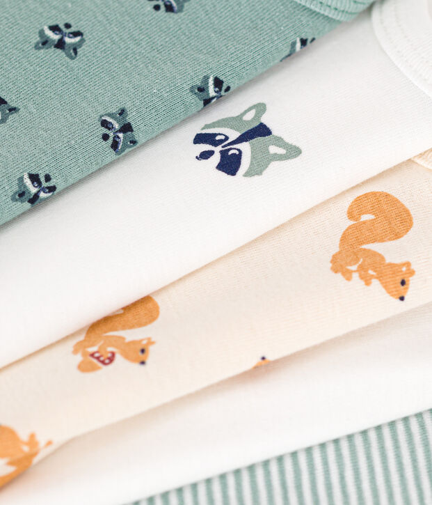 Lot de 5 bodies manches longues imprim&eacute; riton en coton b&eacute;b&eacute; multicouleur