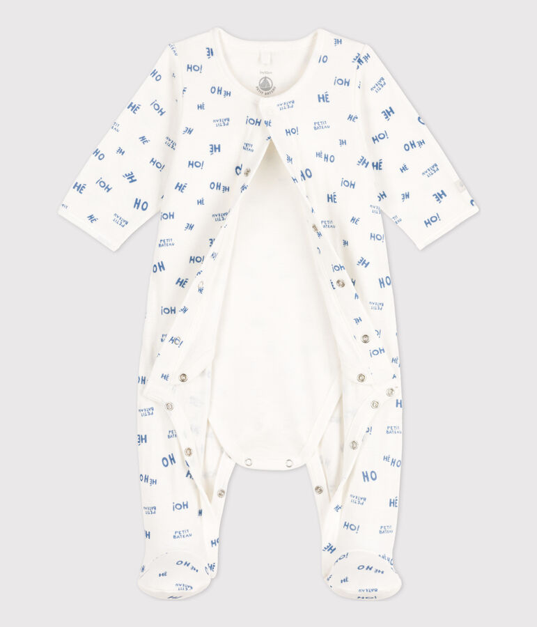 Bodyjama Heho b&eacute;b&eacute; en tubique blanc MARSHMALLOW/ CREPUSCULE