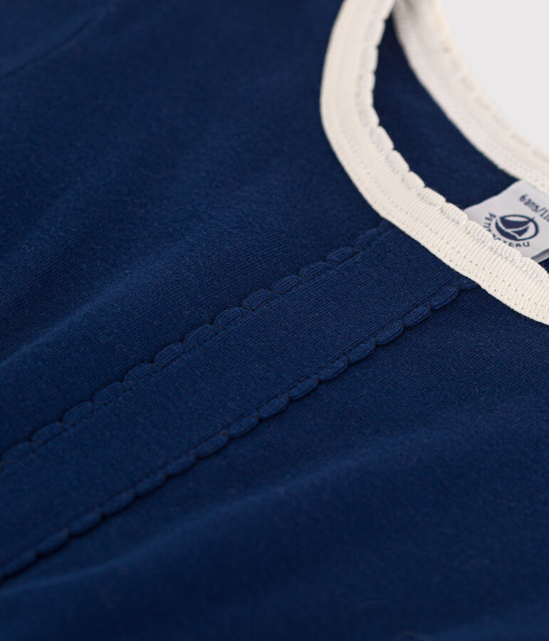 Robe manches courtes en coton enfant fille bleu MEDIEVAL