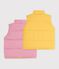 Doudoune sans manches enfant unie rose/jaune