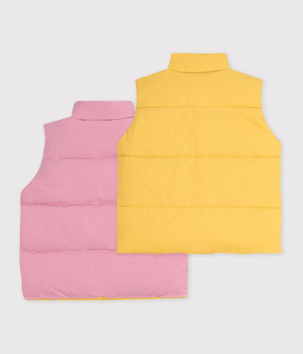 Doudoune sans manches enfant unie rose/jaune