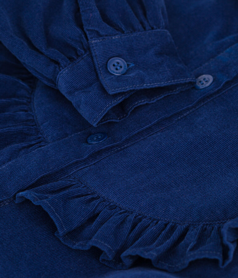 Robe manches longues en velours fin enfant fille bleu