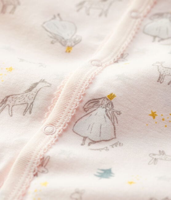 Dors-bien bébé imprimé princesse en coton rose FLEUR/blanc MULTICO