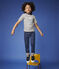 Tee-shirt manches courtes en jersey enfant garçon blanc MARSHMALLOW/bleu SMOKING