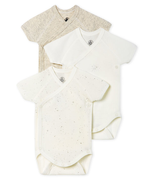 Trio de bodies naissance manches courtes b&eacute;b&eacute; multicouleur