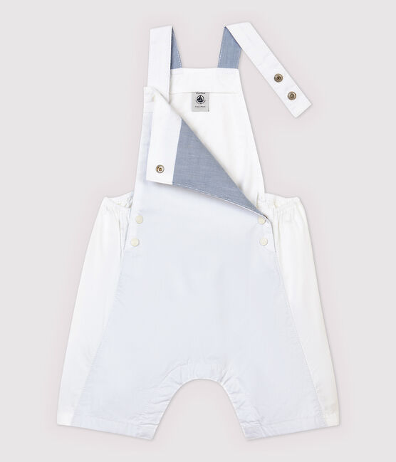 Salopette courte en serge craquante bébé garçon blanc ECUME
