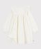 Robe enfant manches longues en velours unie écru MILK/ ARGENT
