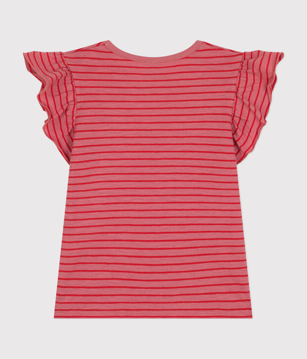 Tee-shirt manches courtes en jersey enfant fille rose/rouge