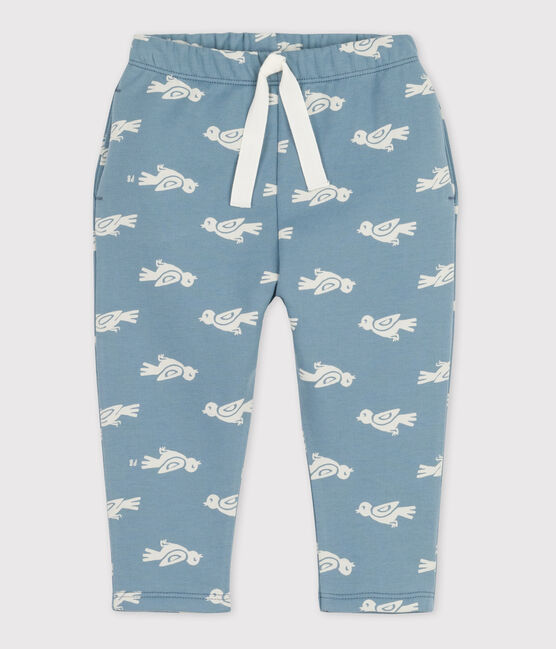 Pantalon bébé imprimé en molleton bleu ROVER/blanc MARSHMALLOW