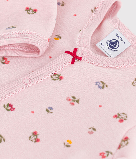 Pyjama bébé en velours imprimé fleuri rose JOLI/blanc MULTICO
