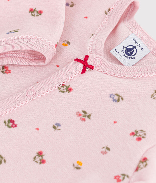 Pyjama b&eacute;b&eacute; en velours imprim&eacute; fleuri rose/multicouleur