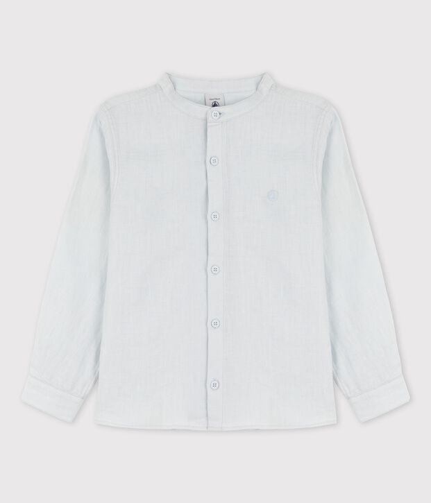 Chemise &agrave; manches longues en lin enfant gar&ccedil;on bleu