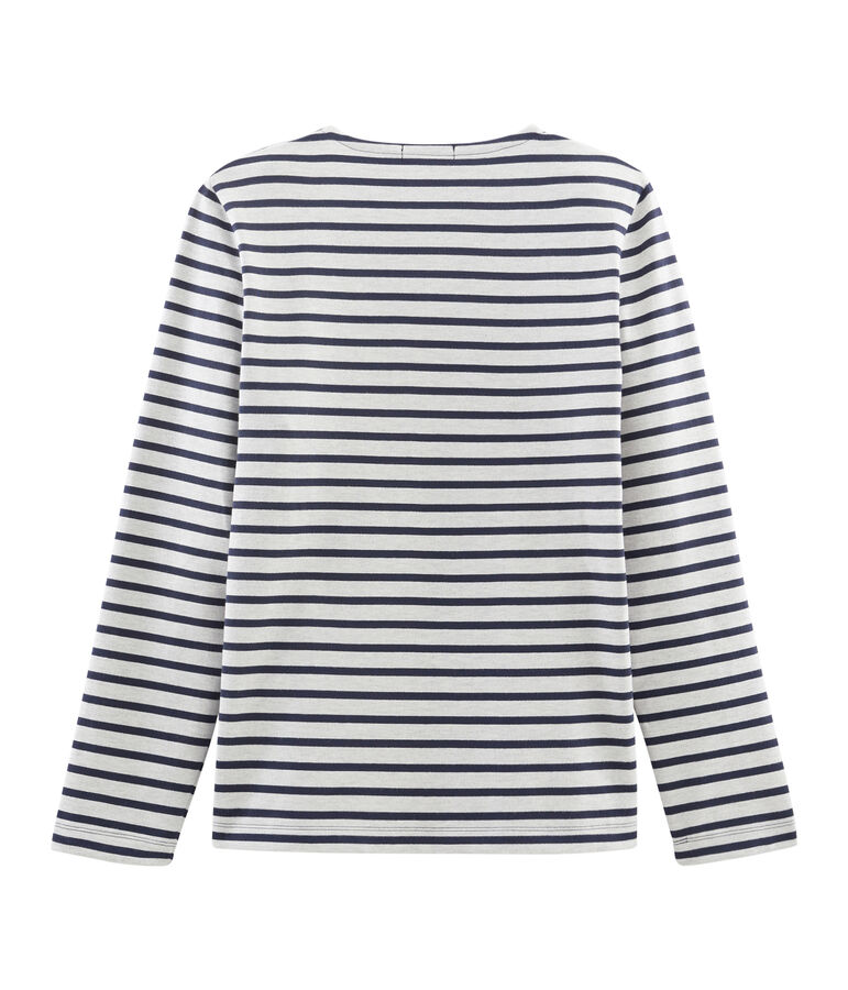 Marini&egrave;re iconique manches longues 100% coton jersey lourd. blanc/bleu