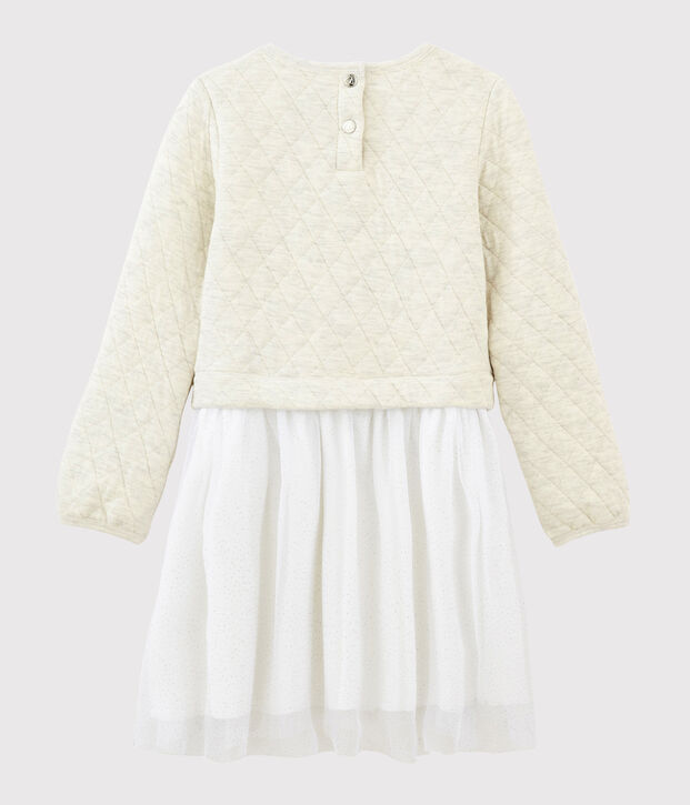 Robe manches longues enfant fille beige chin&eacute;