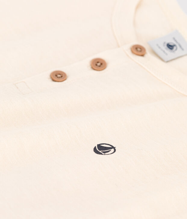 Tee-shirt manches courtes en coton enfant gar&ccedil;on &eacute;cru