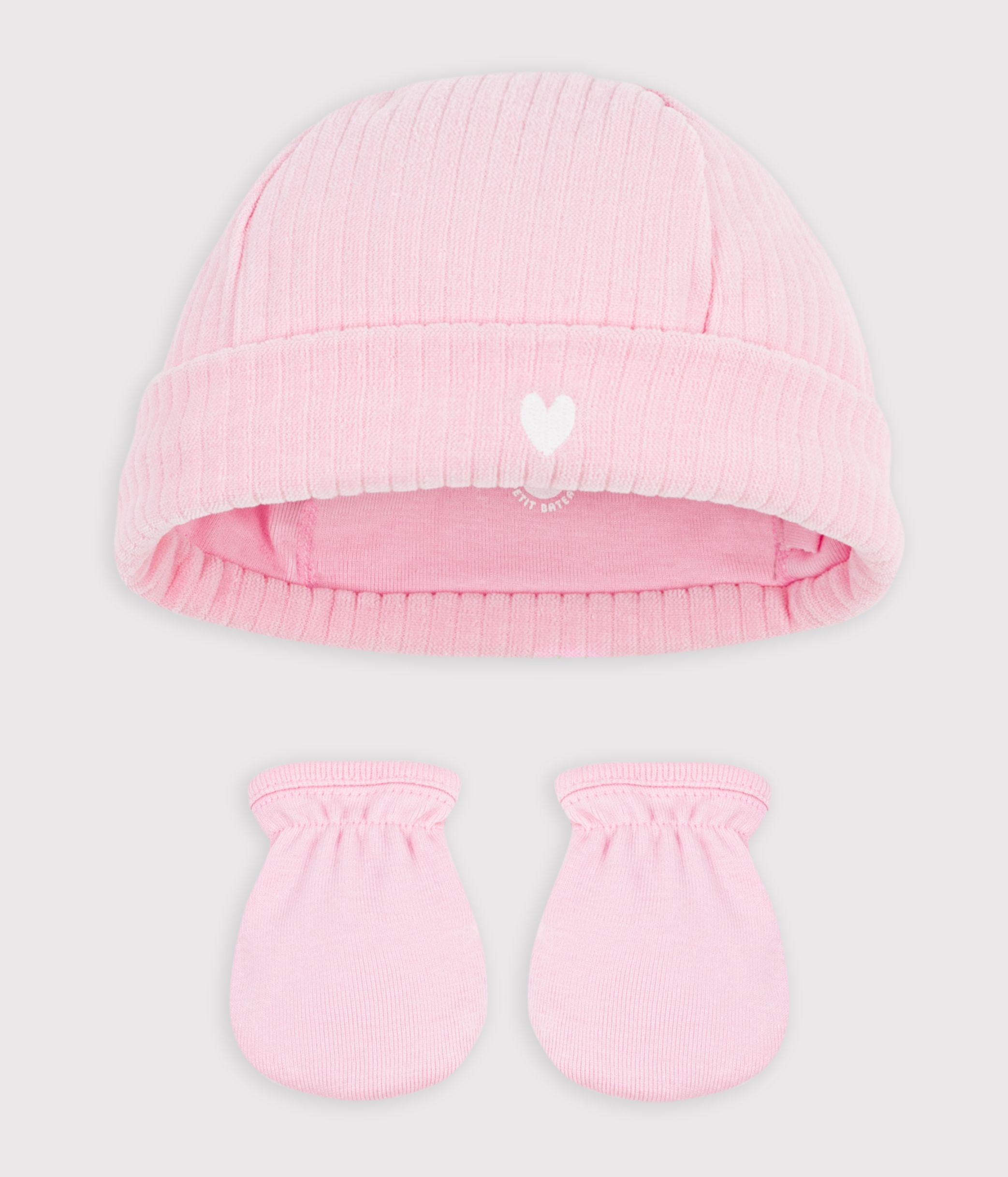 Bonnet Bébé Petit Bateau - Tricot Coton Doublé Polaire - Pompon Et Broderie Cœur - Mixte - 9