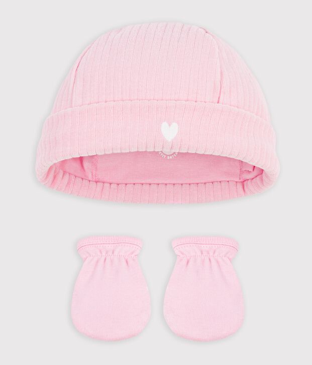 Lot de bonnet et moufles b&eacute;b&eacute; en coton multicouleur