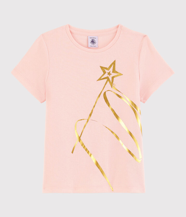 Tee-shirt manches courtes en coton enfant fille rose