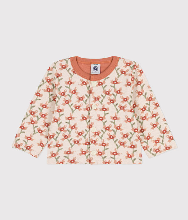 Cardigan en tubique matelass&eacute; imprim&eacute; b&eacute;b&eacute; &eacute;cru/multicouleur