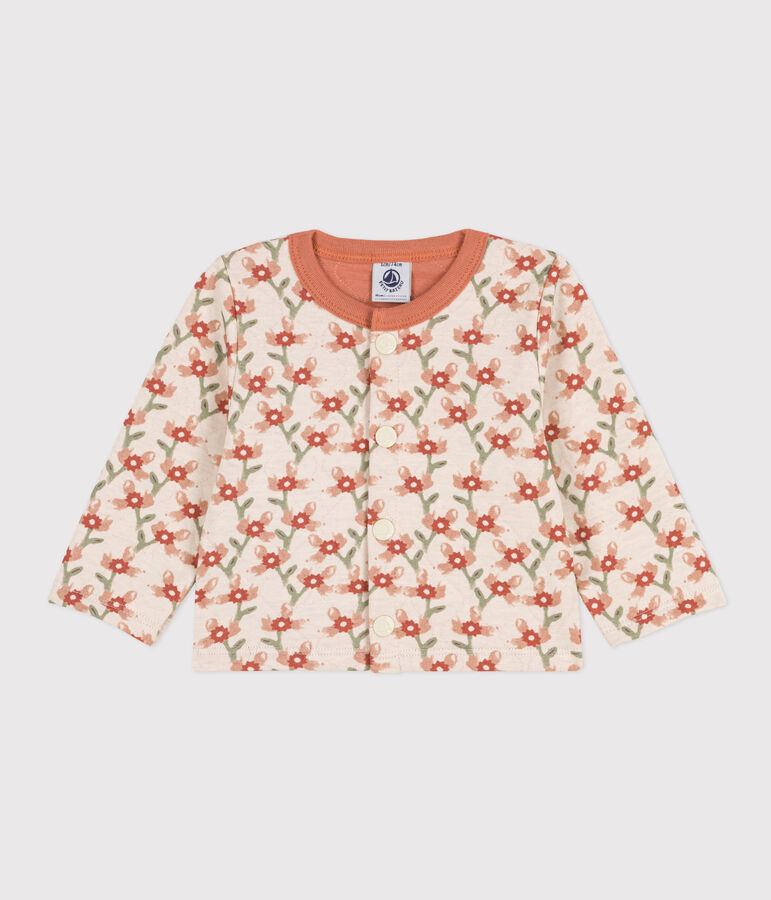 Cardigan en tubique matelass&eacute; imprim&eacute; b&eacute;b&eacute; blanc AVALANCHE/ MULTICO