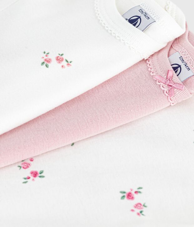 Lot de bodies manches courtes en coton fleuri b&eacute;b&eacute; multicouleur