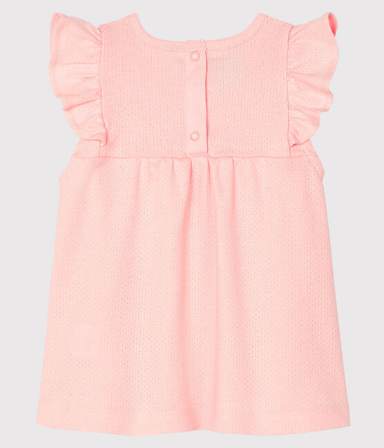 Blouse manches courtes bébé fille unie rose MINOIS