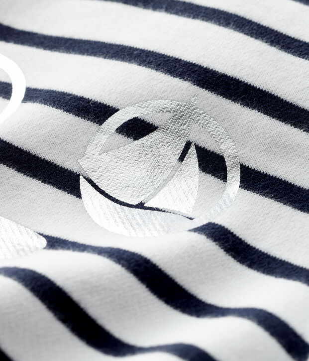 Sweatshirt b&eacute;b&eacute; fille en molleton blanc/bleu