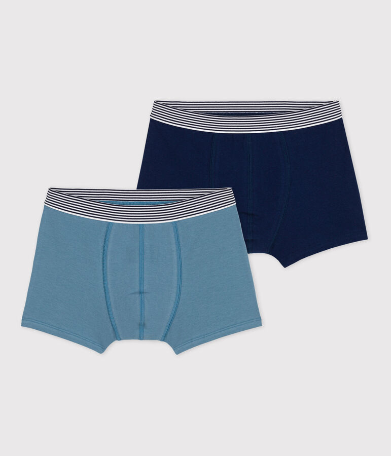 Lot de 2 boxers unis gar&ccedil;on en coton et &eacute;lasthanne variante 1