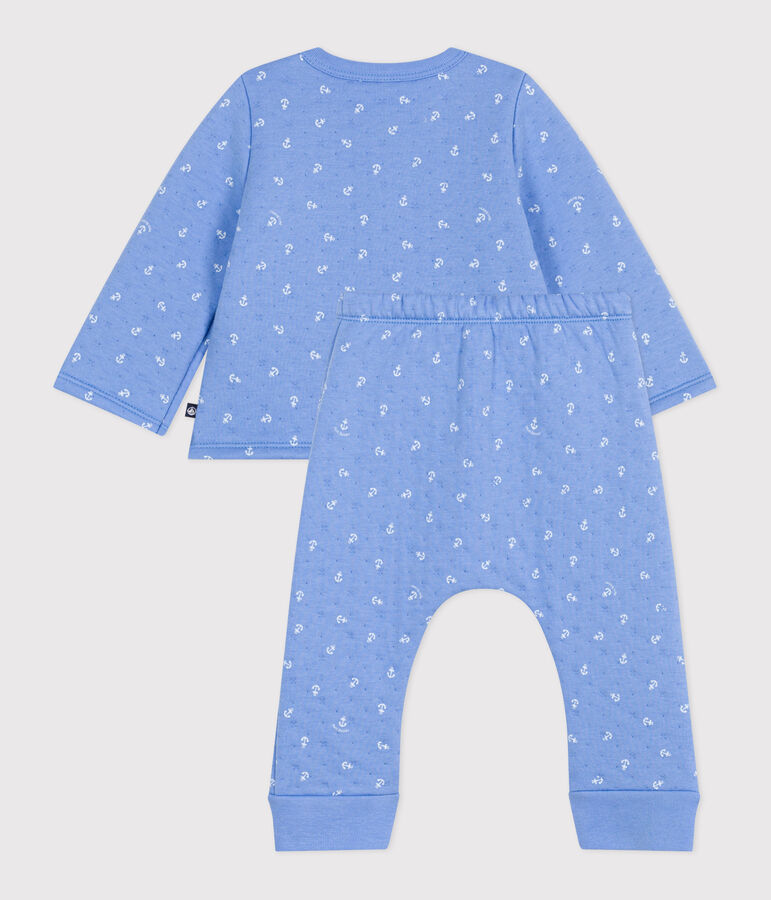 Ensemble b&eacute;b&eacute; deux pi&egrave;ces en coton bleu EDNA/blanc MARSHMALLOW
