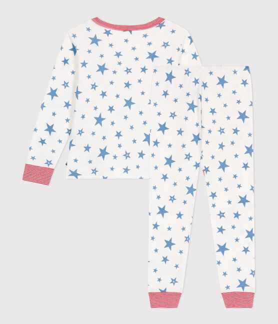 Pyjama enfant en coton imprimé étoiles blanc MARSHMALLOW/bleu ALASKA