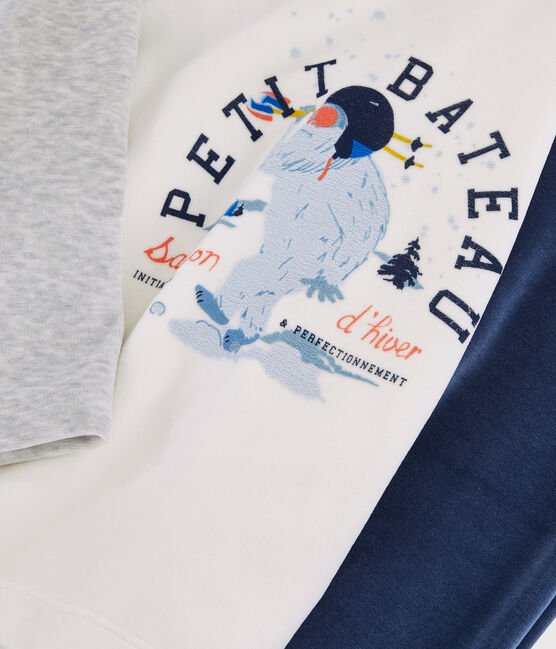 Pyjama en velours petit garçon gris BELUGA/blanc MULTICO