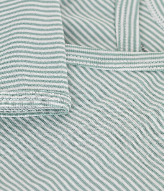 Body croisés manches longues en coton bébé bleu PAUL/blanc MARSHMALLOW