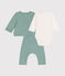 Ensemble 3 pièces en velours bébé vert PAUL