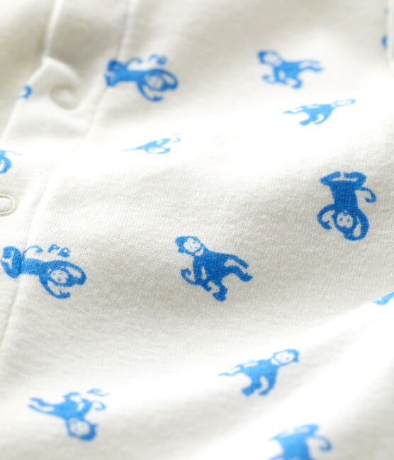 Bodyjama sans pieds  bébé en coton biologique blanc MARSHMALLOW/bleu BRASIER
