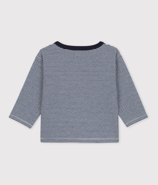 Tee-shirt manches longues bébé milleraies en tubique bleu MEDIEVAL/ MONTELIMAR