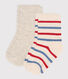 2 paires de chaussettes bébé en coton à rayures