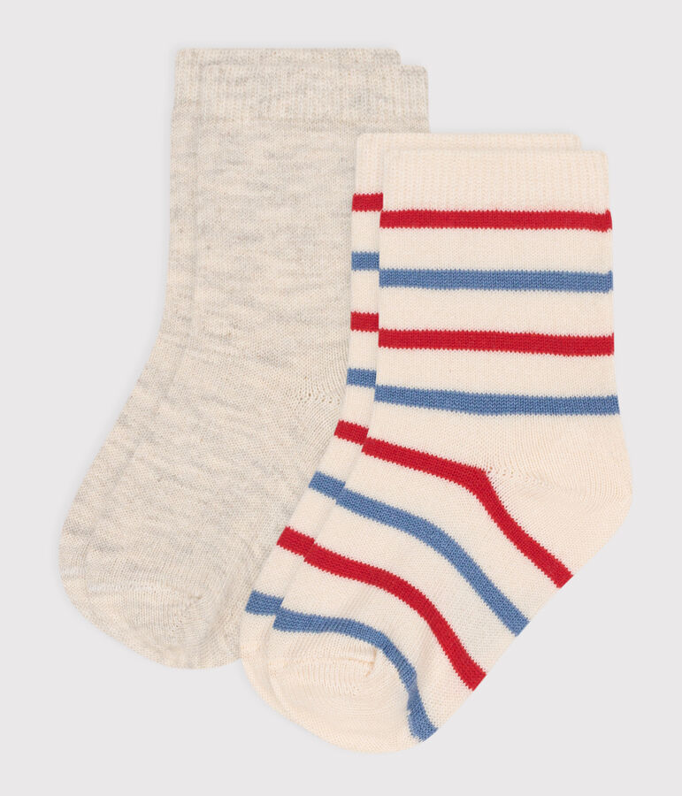 2 paires de chaussettes b&eacute;b&eacute; en coton &agrave; rayures variante 1