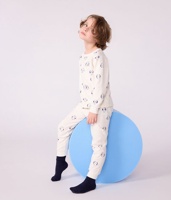 Pyjama enfant en molleton imprimé pingouins bleu MILK/ SOIR