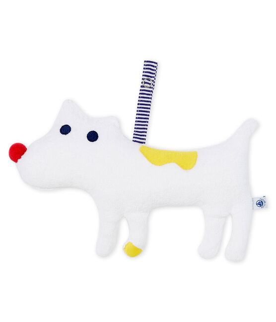 Doudou tétine bébé garçon en bouclette éponge blanc MARSHMALLOW