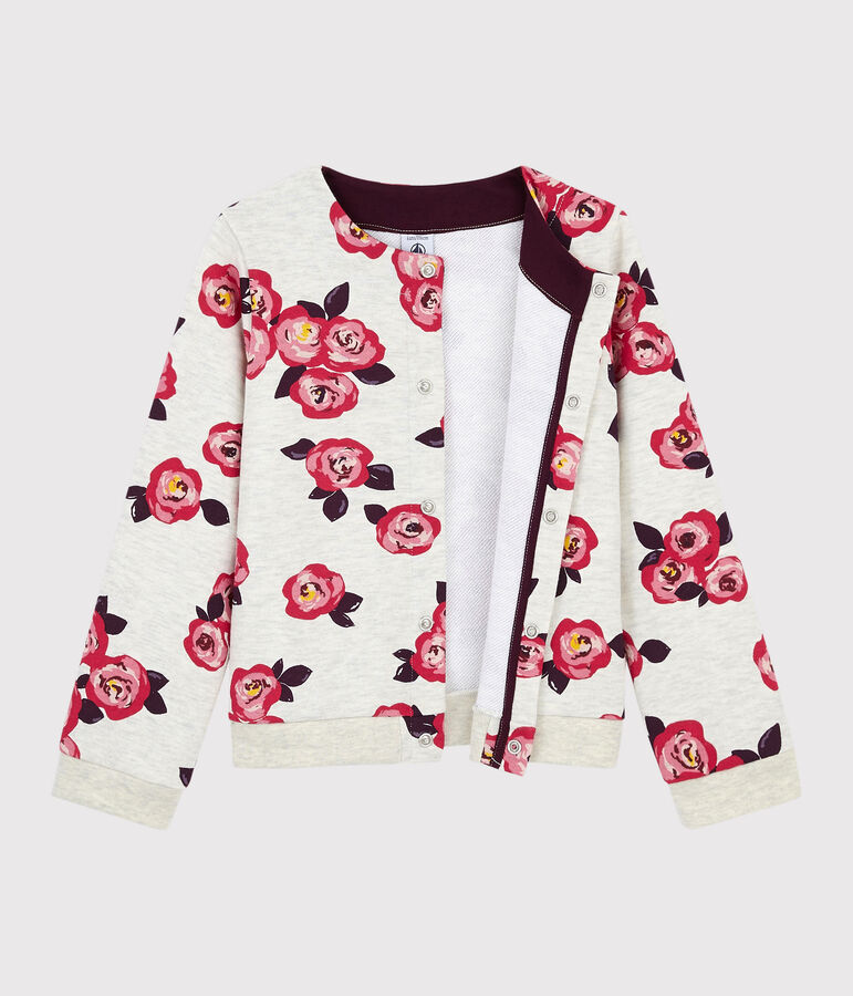 Cardigan en molleton enfant Fille beige MONTELIMAR/blanc MULTICO