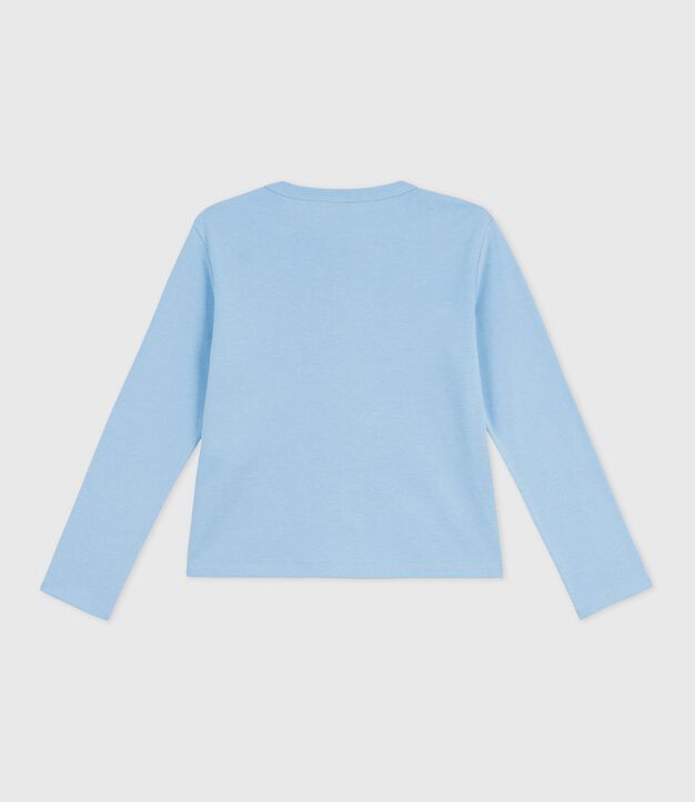 Cardigan enfant en coton uni bleu clair